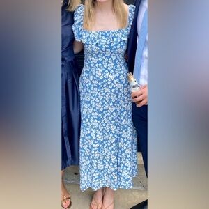 Reformation Blue White Floral Midi Dress